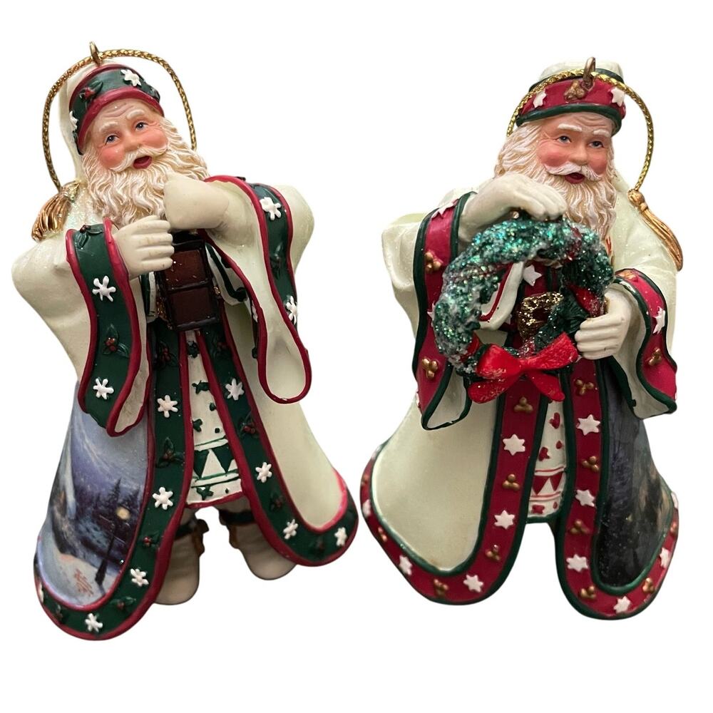Thomas Kinkade Old World Santas Christmas Ornament Collection Set #1 Two Set